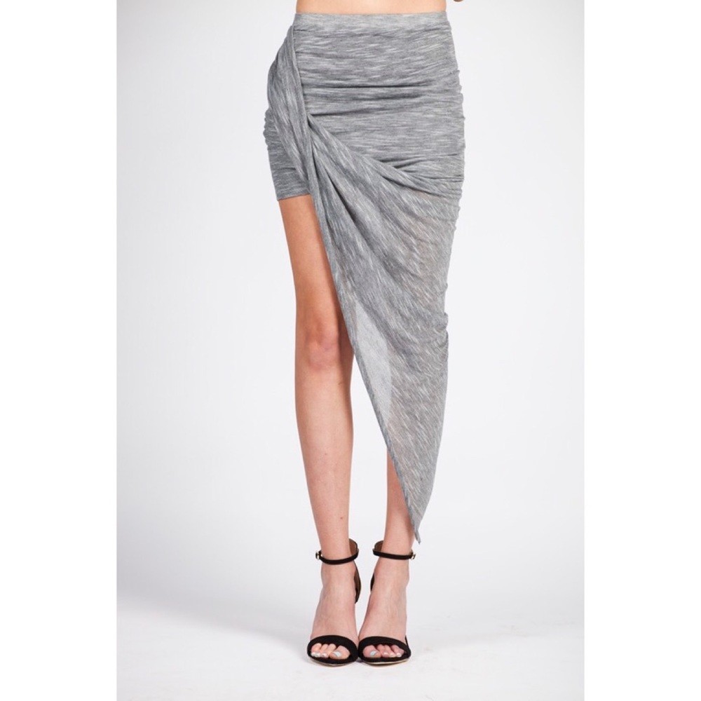 Heather Gray HOMMAGE Asymmetrical Twist Skirt